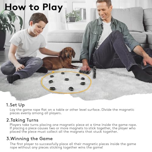 Foquyai 2024 New Magnetic Chess Game,Magnetic Chess Game with 24 Stones,Magnetic Chess Game Using String and Stones,Magnet Chess Game,Family Game Party Game for Kids and Adults