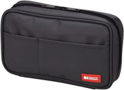 Lihit Lab. Double Zipper Pen Case, 7.9 X 2.8 X 4.7 Inches, Black (A7555-24) - 1 count (Pack of 1) Black