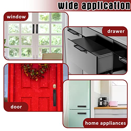 Funrous 6 Inch Adhesive Cabinet Handles Handle Pulls Cabinet Kitchen Pulls Kitchen Cupboard Handles Self Stick Instant Cabinet Pulls Hardware Kitchen Cabinet Handles for Door Knobs (Black, 4 Pcs)