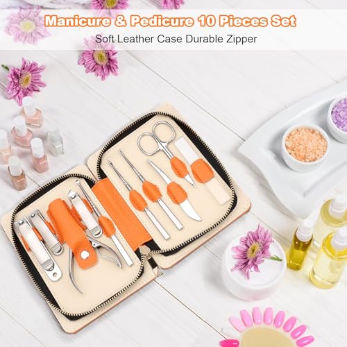 NALACAL Professional Manicure Set for Adult,10-in-1 High-Grade Nail Cutter Ingrown Toenail Clippers Pedicure with Leather Travel Case.Heavy-Duty Stainless Steel Nail Care Grooming Kit.