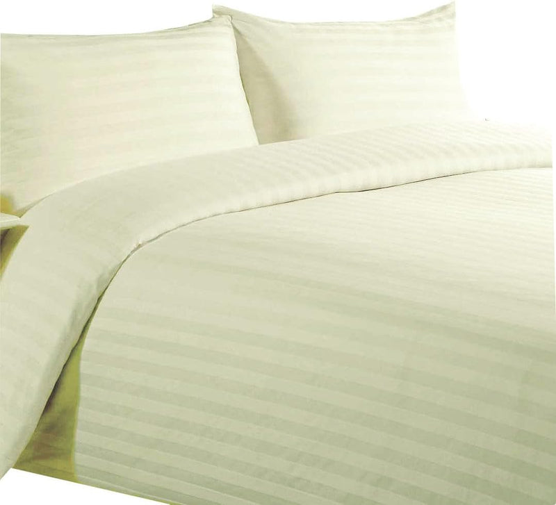 Easy Living Stripe 3 Pcs Duvet Cover Set 240x260 cm with 2 Pillow Cases; White Size: King - 240x260 Cream