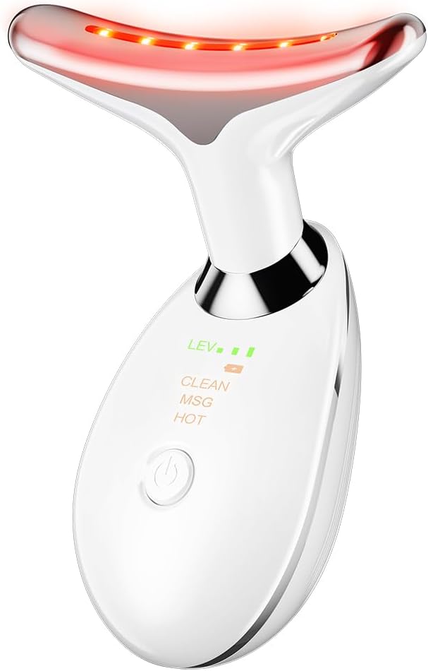 Neck Face Massager Face Sculpting Tool 3 Colour Modes and Vibration for Facial Massager for Double Chin - White