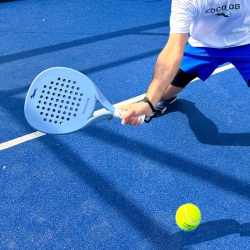 COCOLOB PureStart Padel Racquet Sky Blue - Cover Bag - Head Protector ??Carbon Fiber Full Carbon ??Soft EVA Core ??Round Shape ??addle Tennis Racket Beginner Intermediate ??For Men and Woman