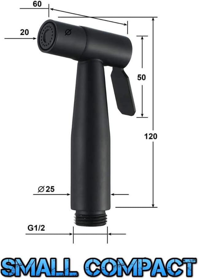 hairstore Black Small Compact Bidet shattaf Sprayer with Black Hose 1.5 m Cloth Diaper Sprayer Bathroom Handheld Bidet Toilet Stainless Steel Tap Spray Shattaf Toilet Cleaning Faucet,