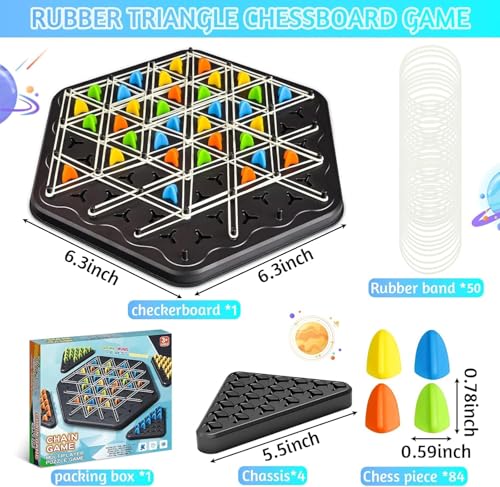 ORCHID M® Chain Triangle Chess Game, 2 to 4 Players Board Games for Family Night, Back to School Gifts,Chain Chess Desktop Puzzle Interactive Game for Kids Adult Family Party