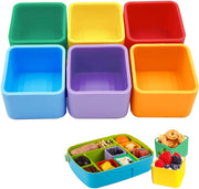 Silicone bento box partition, lunch box partition, square/rectangular bento baking cup, reusable, used for school, picnic, travel (Multicolored-A) - Multicolored-D