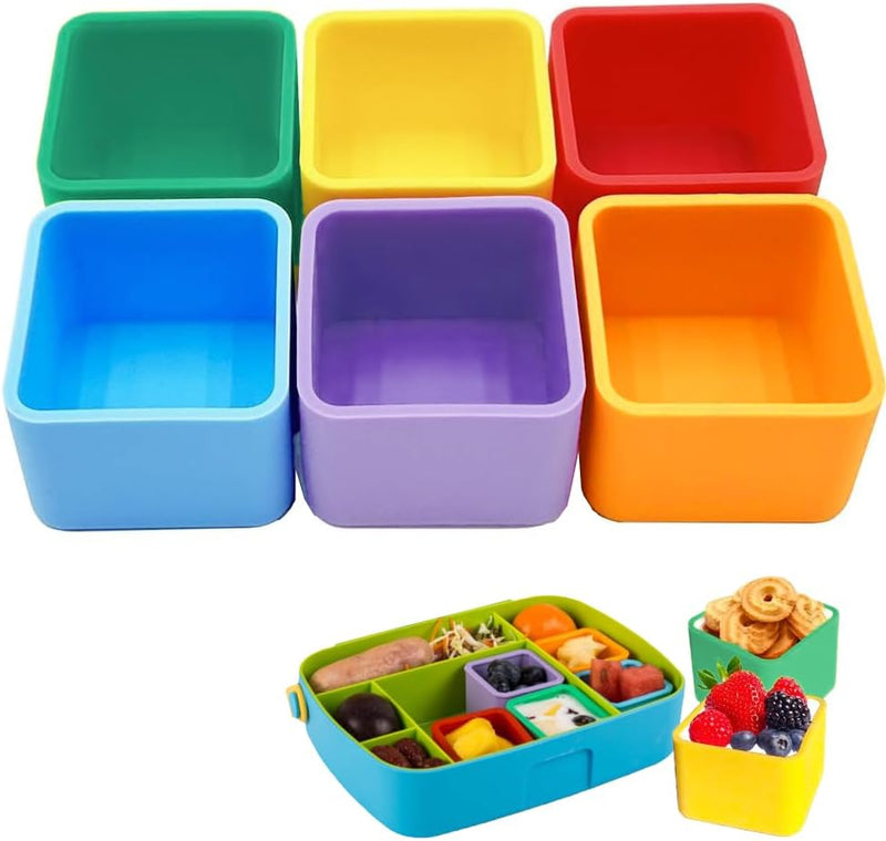 Silicone bento box partition, lunch box partition, square/rectangular bento baking cup, reusable, used for school, picnic, travel (Multicolored-C) - Multicolored-D