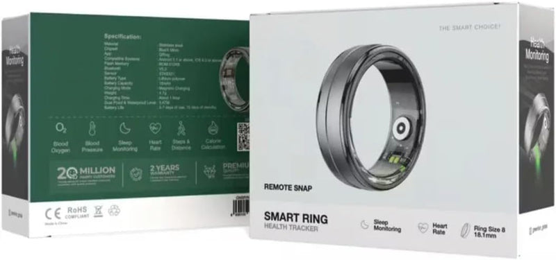 Next Store Smart Ring: Health & Fitness Tracker for Men & Women Heart Rate,Sleep & Activity Monitor Waterproof Wearable with Remote Camera Shutter Compatible with iPhone & Android size10-19.8 mm