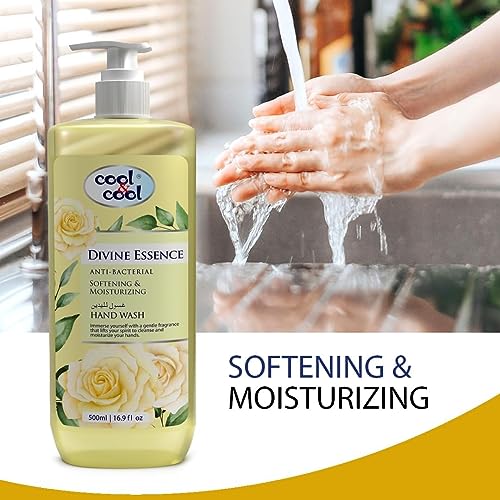 Cool & Cool Hand Wash Twin Pack (500Ml x 2)- Divine Essence and Exotic Bloom Scented Anti-Bacterial,Skin-Softening & Moisturizing Liquid Hand Wash 1Liter