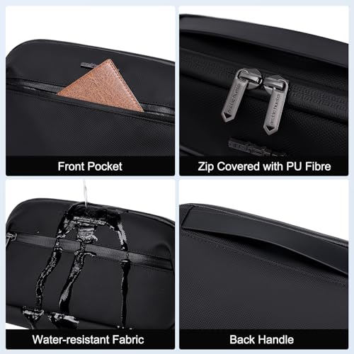 ah arctic hunter Small Cable Organizer Accessories Bag for Men Passport Holder Zipper Coin Pocket Wrist Strap Money Hand Purse for for Travel Storage Toiletry Kits Bag, Black