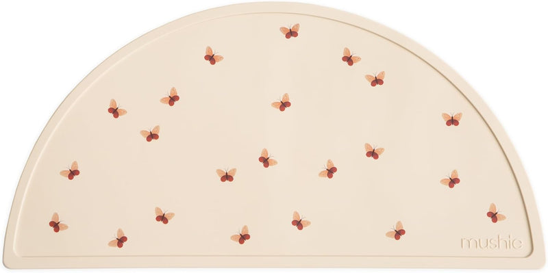 Silicone Placemat for Baby Food - Non-Slip Mat with Classic Patterns, BPA-Free, Easy-Clean Dishwasher Safe Dining Mat for Toddlers - Black Daisy - Butterflies