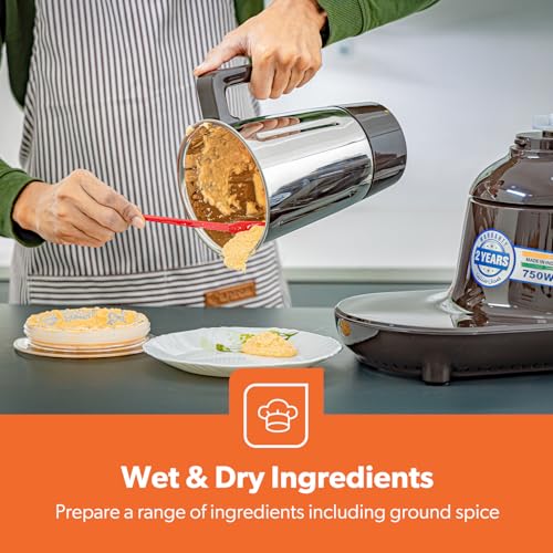 Geepas 3 in 1 Mixer Grinder, 750W Powerful Grinder, GSB44086 Stainless Steel Jars & Blades 3 Speed, Safety Twist Lock Perfect for Dry & Wet Fine Grinding, Black