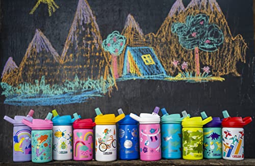 CamelBak Eddy+ Kids 14 oz Water Bottle with Straw, Single Wall Stainless Steel, Hatching Dinos