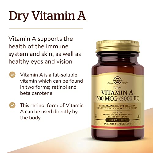 Solgar Dry Vitamin A 1500 Mcg, (5000 Iu) 100 Tablets