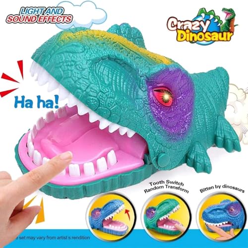 Dinosaur Dentist Game,Classic Bite Finger Game,Dinosaur Dentist Classic Bite Finger Game Dino Toy Funny Family Party Tabletop Board Game with LED Light and Sound