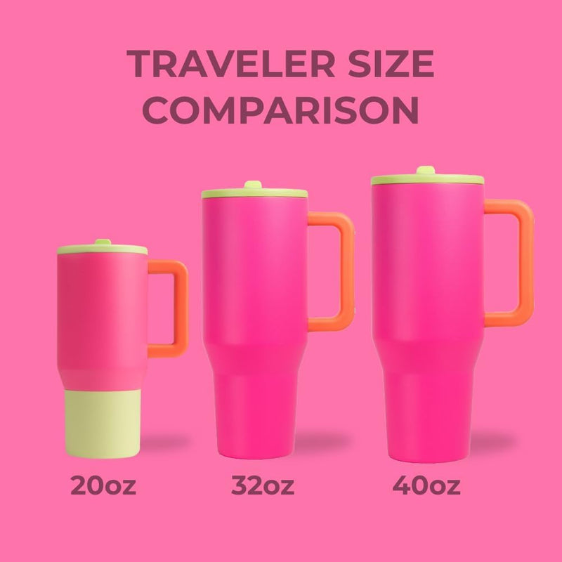 HydroJug Traveler - Modern 40 oz Tumbler with Handle & Simple Flip Straw - Car Cup Holder Friendly, Leak Resistant Water Bottle-Reusable Insulated Stainless Steel & Rubber Base - Gifts for Women & Men