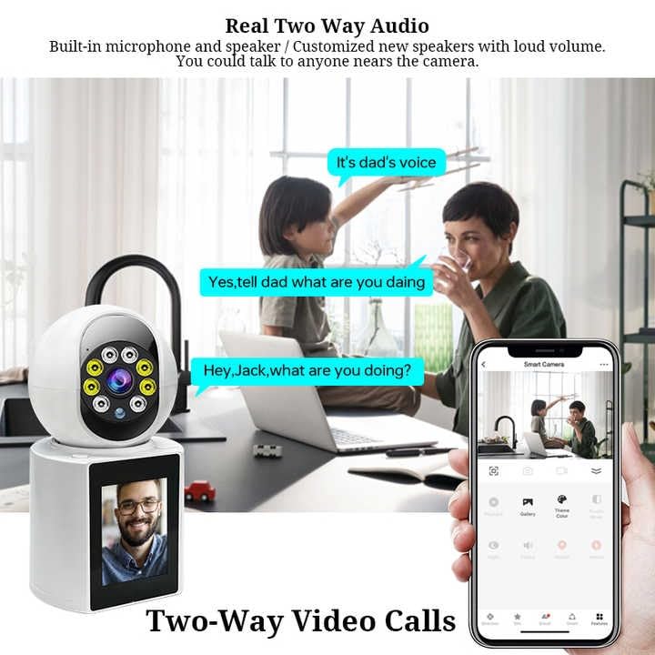 Two way video WiFi camera 1080P Video Calling WIFI HD Camera One-Click Video Calling Infrared Night Vision Video Baby Monitoring Camera, CCTV IP Camera Smart Auto Tracking Baby Monitor, Motion Detecti