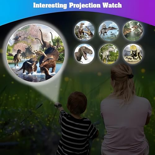 Aputue Projection Watch for Kids, Dinosaur Projection Children's Watch, Images Projector Watch, Children Digital Dinosaur Watch with 24 Kinds of Dinosaur Projection Pattern for Kids