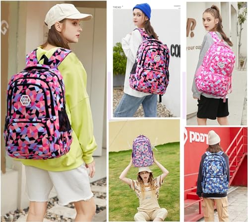 School Backpack for Girls, Teenage Laptop Bags Backpack and Lunch-Bag Set for Girls-Boys School Elementary Bookbags, 3Pcs Primary School Bag Backpack with Lunch Kit