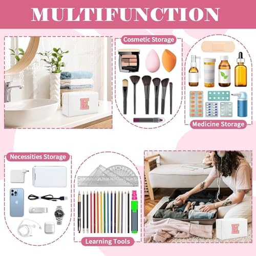 Portable Cosmetic Bag for Women,Large Makeup Bag for Travel,Personalized Makeup Bag,Toiletry Bag Gift Ideal for Teens, pink letter