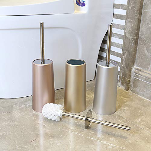 Affogato Toilet Brush and Holder Set Dense Nylon Bristles Sturdy Stainless Steel Long Handle Deep Cleaning Scrubbing, Slim Compact for Bathroom Storage - Ergonomic, Elegant, Rustproof, Durable