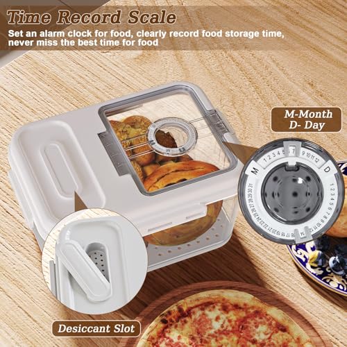 ANYPROLUS Bread Box for Homemade Bread, Time Recording Bread Containers Storage Airtight Loaf, Bread Storage Container Bread Keeper with Lid, Bread Box for Kitchen Countertop, White