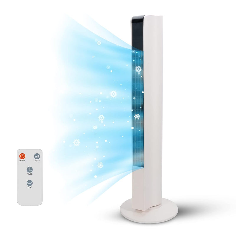 Empire 83cm/33-Inch Tower Fan with LED Display & Remote, 45W Cooling Fan for Bedroom, 3-Speed Oscillating Airflow with Timer – Quiet Operation for Home, Office & Living Room (White)