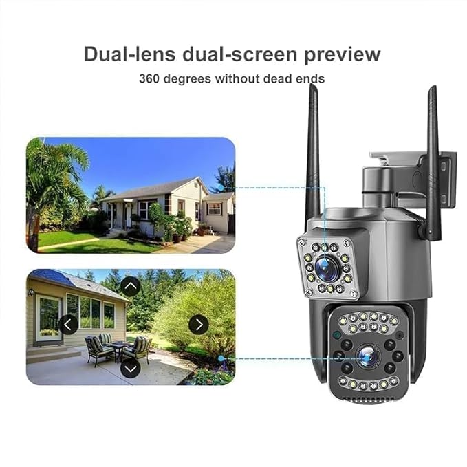 Panoramic 1080p Dual Lens Full HD Outdoor PTZ Wi-Fi Camera | Two-Way Audio |Color Light Vision | Alarm | Motion Alert | SD Card Support | 352° Pan & Tilt