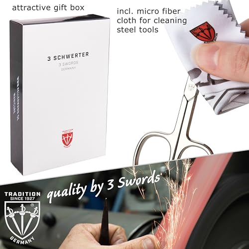 3 Swords Germany - brand quality 4 piece manicure pedicure grooming kit set for professional finger & toe nail care tweezers file clipper fashion leather case in gift box, Made by 3 Swords (03621)