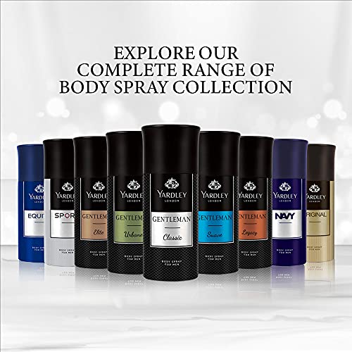 Yardley London Gentleman Classic & Equity Deodorant Body Spray - 150ml(Pack of 3) Modern Masculine Fragrance & Marine Sea & Fruity Notes For Long Lasting Odor Protection Assorted Pack