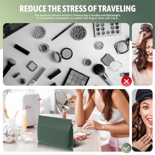 TERRIFI Silicone Makeup Bag, Portable Cosmetic Bag for Women and Girls, Travel Toiletry Bag for Makeup, Beauty Tools, and Brushes