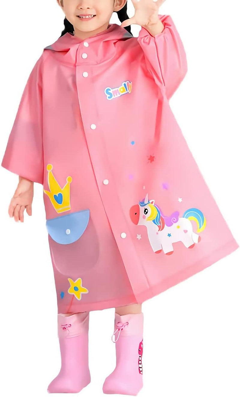 Kids Raincoat, Boys Girls Rain Jacket Hooded Poncho Waterproof Coat Outdoor Sports Cute and Fun Animal Print