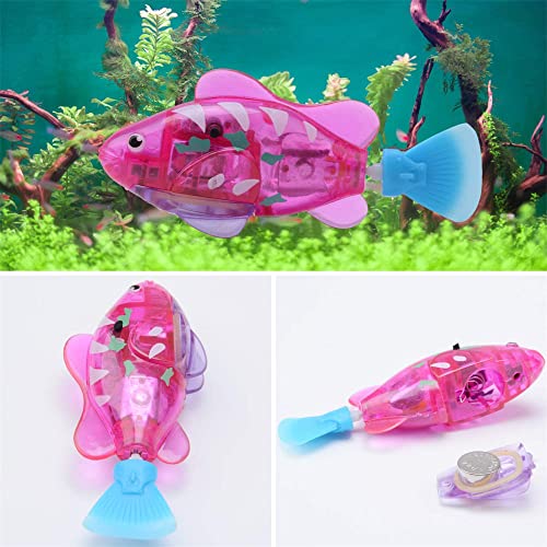 ELECDON Electric Fish Toy, Creative Colorful Water Activated LED Robot Fish Toy Funny Cat Fish Toy Swimming Robot Fish Bathtub Toys Birthday Gift for Cat, Toddlers, Boys and Girls, 4 Pcs