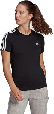 womens Essentials Slim 3-Stripes T-Shirt - Black/White