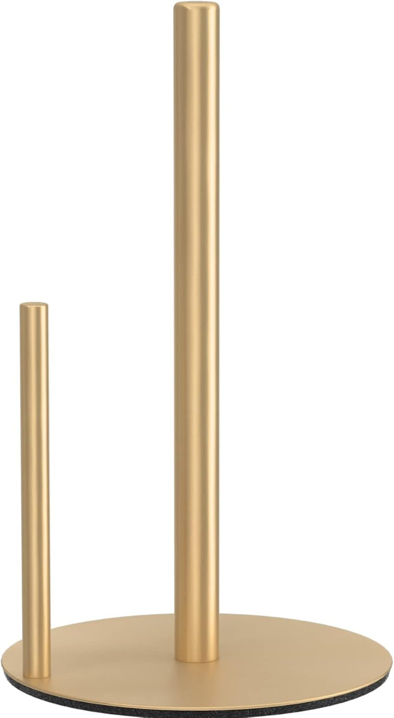 niffgaff Paper Towel Holder Black Kitchen Roll Holder, Premium Stainless Steel Paper Towel Holder for Kitchen Roll Organize, One-Handed Operation Countertop Roll Dispenser with Weighted Base - Gold Stainless Steel