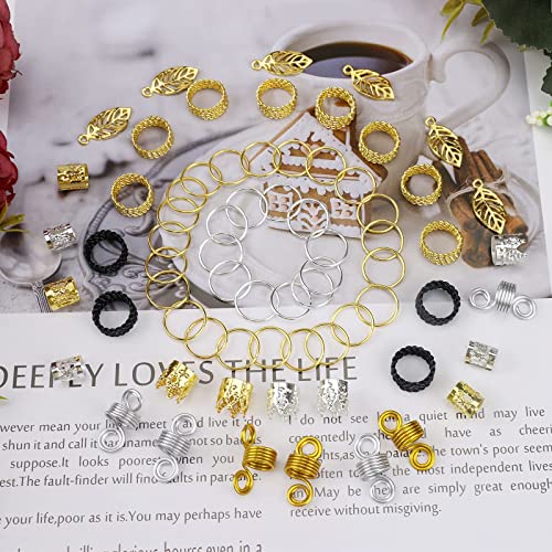 MAKINGTEC 200pcs Beads for Hair Braids,metal Gold Braid Ring Cuff Clips Braid Accessories,braid Hair Jewelry Hair Accessories