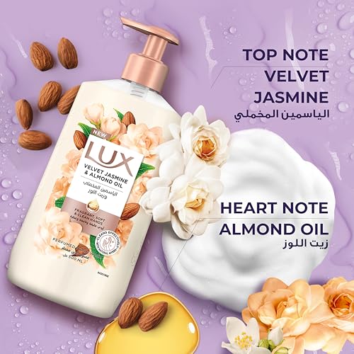 LUX Perfumed Liquid Hand Wash, Velvet Jasmine, with Almond Oil & Glycerin, for Fragrant, Soft and Clean Hands, 250ml