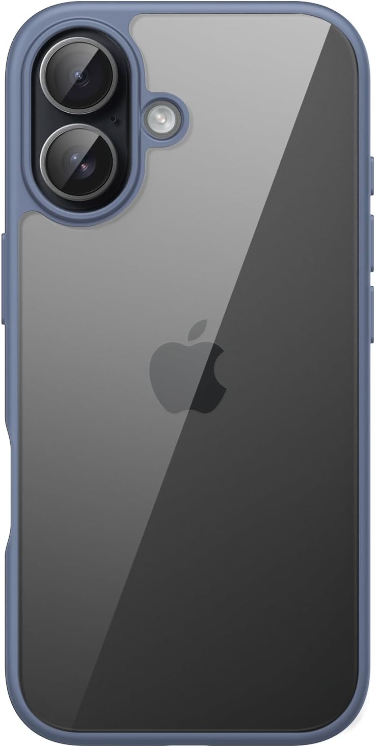 JETech Case for iPhone 17 6.3-Inch, Shockproof Phone Bumper Cover, Solid Color Matte TPU Frame, Anti-Scratch Clear Back (Lavender) - iPhone 17 Storm Blue