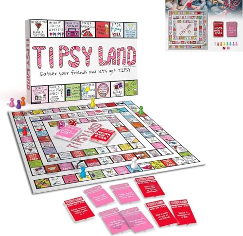 LUYAO 2024 Tipsyland Drinking Board Game for Adults, Interactive Girls Night Drinking Games, Funny Bachelorette Party Games, 2-8 Players
