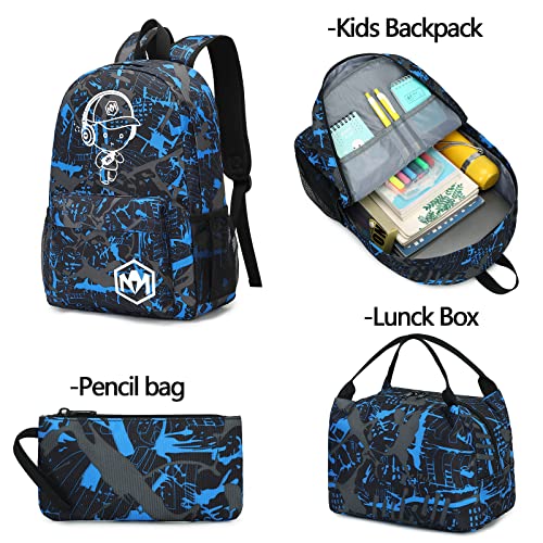 Bluboon School Backpack for Boys Teens Bookbag Travel Daypack Kids Girls Lunch Bag Pencil Case