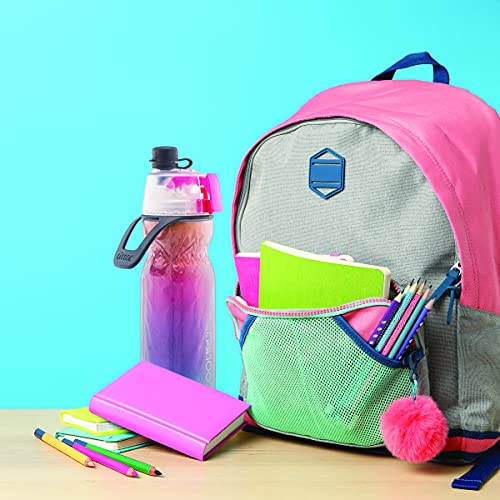 O2COOL Mist N' Sip Insulated Water Bottle - 20 oz, Raspberry Ombre Color | 2-in-1 Function, Double-Wall Insulation, BPA-Free | Perfect for Sports, Cycling & Outdoor Activities