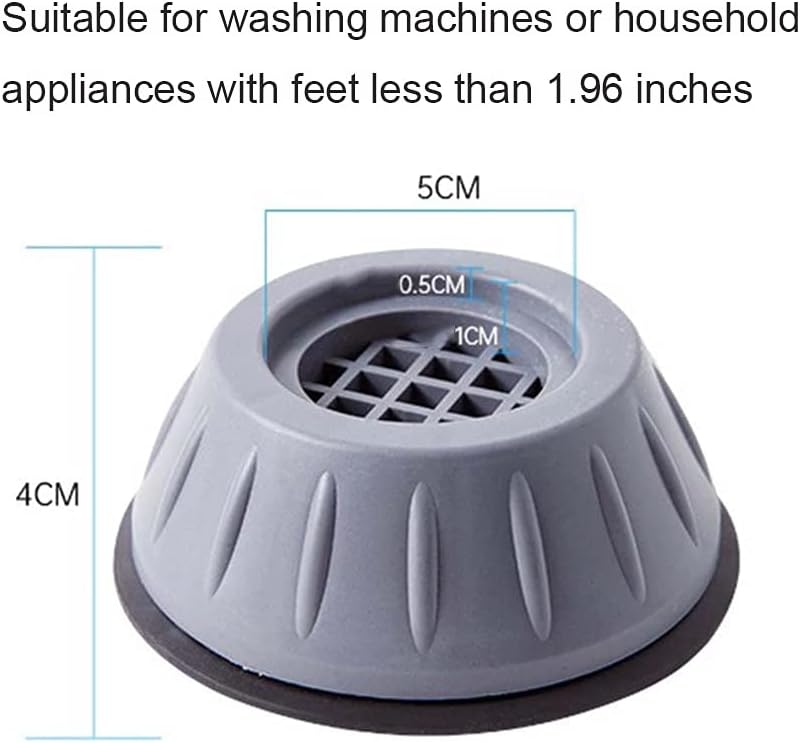 WANLIAN Shock and Noise Cancelling Washing Machine Support, ABS1, Black Rubber Round Pads