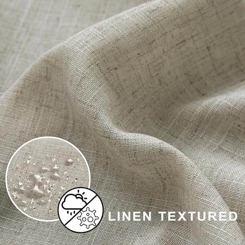 Textured Fabric Shower Curtain Liner Set with Hooks Waterproof Luxury Natural Linen Neutral Tone Burlap Woven Look Vintage Country Style Rustic Shower Curtains for Bathroom,Tan Beige,72x72 Inch