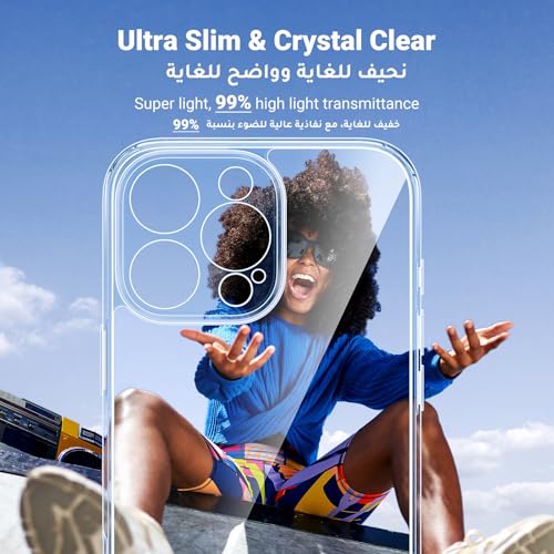 UGREEN iPhone 16 Pro Case Clear Cover, [MIL-Grade Protection], [Revolutionary iCrystal Tech], Anti-Scratch, Air-Guard Corners, Ultra Slim Transparent for iPhone 16 Pro 6.3 inch Women Men