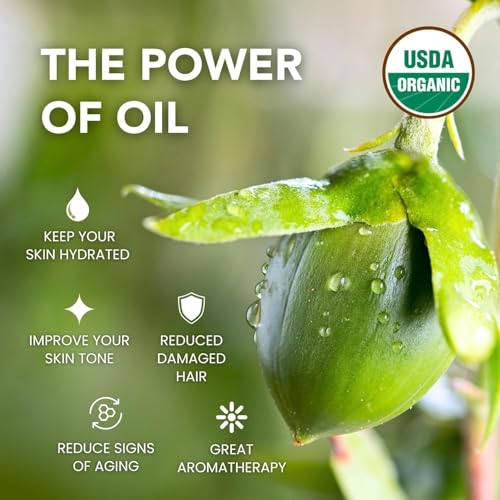 Nigwedete Organic Jojoba Oil (500 ml), USDA Certified, 100% Pure Natural Large Capacity Body Oil for Skin Face and Hair, Deep Moisturizing Anti-Aging Cold Pressed Unrefined for Women