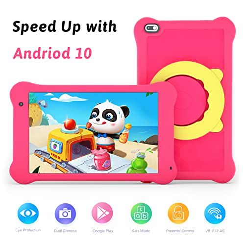 AEEZO Kids Tablet 7 inch WiFi Android 10 Tablet PC FHD 1024x600 IPS Screen, 2GB RAM 32GB ROM, Parental Control Tablet (Pink) (New Pink)