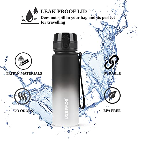 Leakproof Tritan BPA Free Fitness Sports Water Bottle with Motivational Time Marker | Yoga Gym Running Water Bottle (350ml-500ml-1000ml) for Kids and Adults with One-Click Lock