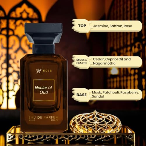 Noir Nectar of Oud EDP Perfume for Men, Luxury Fragrance with Musk, Patchouli & Sandalwood, Floral Woody Oud, Long Lasting Men?? Perfume, 80ml