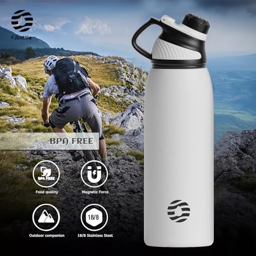 FJbottle Insulated Water Bottles with Magnetic Lid 32oz, Vacuum BPA-Free Leak Proof Kids Thermo flask Stainless Steel Metal Bottle for Sports, Travel, School, Cycling