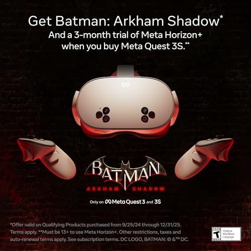 Meta Quest 3S 128GB â Get Batman: Arkham Shadow and a 3-Month Trial of Meta Quest Included â All-in-One Headset